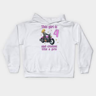 Girl four years old - 4th birthday motorcycle Kids Hoodie